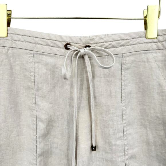 Trina Turk Out of Office NWT Soothe 100% Linen Neutral Beige Drawstring Shorts - Picture 5 of 8